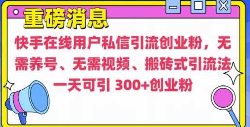 快手最新引流创业粉方法，无需养号、无需视频、搬砖式引流法【揭秘】 - 来及网络