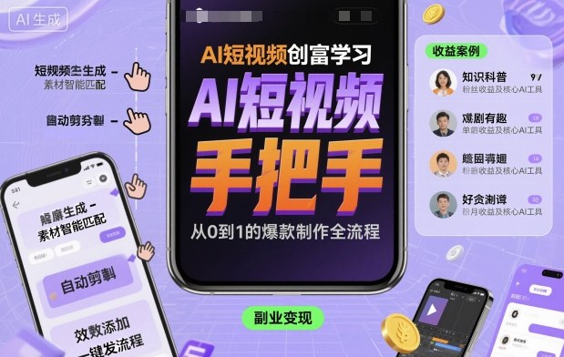 AI短视频创富学习，手把手教会你制作AI短视频 - 来及网络