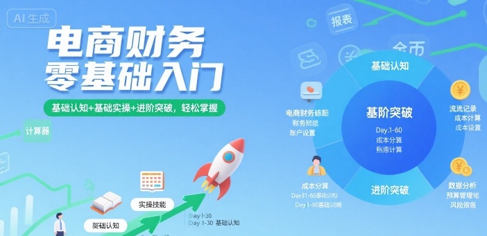 电商财务零基础入门，基础认知+基础实操+进阶突破，轻松掌握 - 来及网络