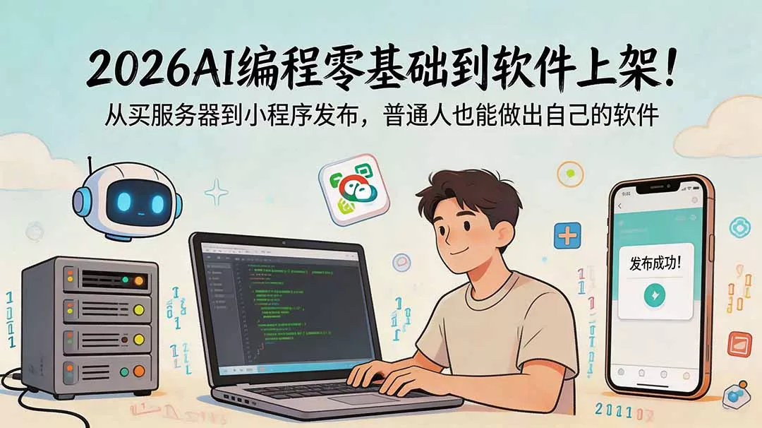 2026AI编程零基础到软件上架！从买服务器到小程序发布，普通人也能做出自己的软件 - 来及网络
