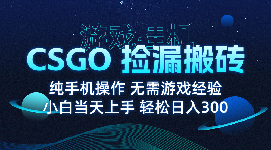 8月最新游戏搬砖，CSGO纯挂机，不需要玩游戏，实现真挂机，月入1W+ - 来及网络