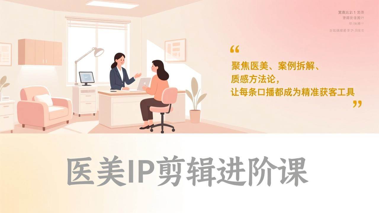 （17303期）医美IP剪辑进阶课，聚焦医美、案例拆解、质感方法论，让每条口播都成为精准获客工具 - 来及网络