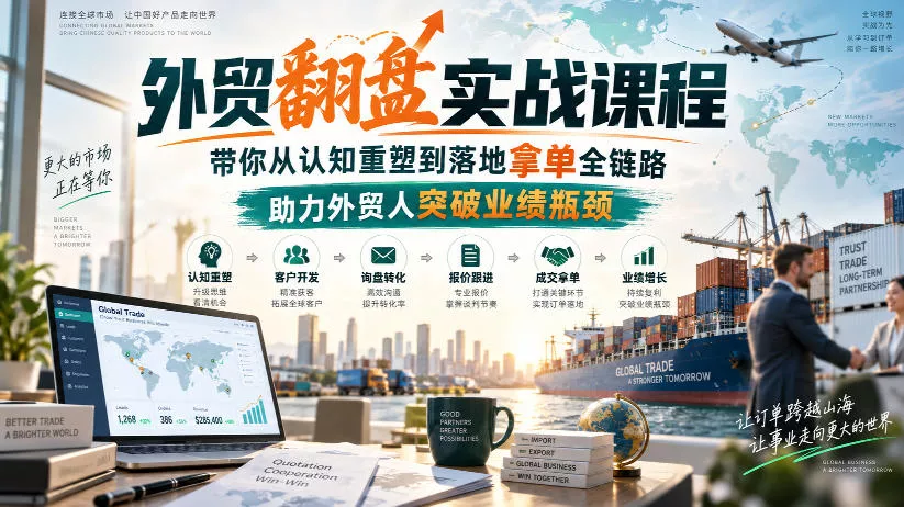 外贸翻盘实战课程，带你从认知重塑到落地拿单全链路，助力外贸人突破业绩瓶颈 - 来及网络