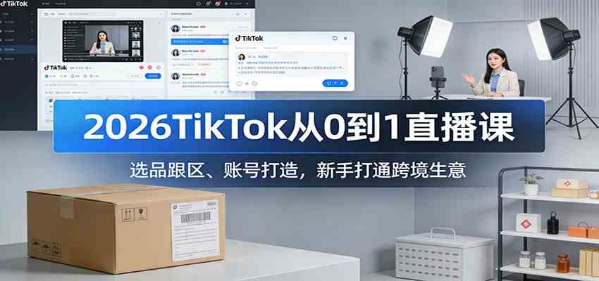 2026TikTok从0到1直播课：选品跟区、账号打造，新手打通跨境生意 - 来及网络