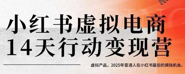 小红书虚拟电商14天变现训练营，虚拟产品，2025年普通人在小红书最后的搞钱机会（更新） - 来及网络