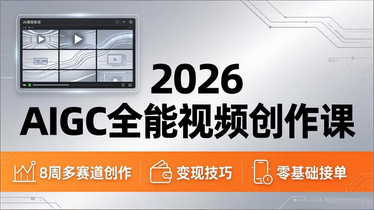 2026AIGC全能视频创作课，8周吃透多赛道创作+变现，零基础也能高效出片接单 - 来及网络