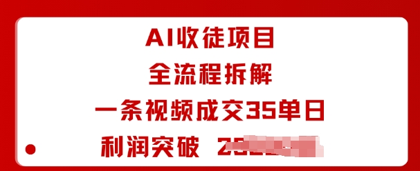 AI收徒项目全流程拆解一条视频成交35单日利润突破1k+ - 来及网络