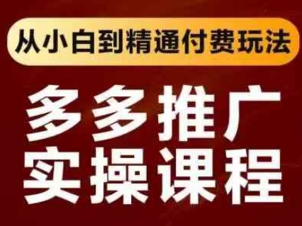 拼多多推广实操课程，从小白到精通付费玩法 - 来及网络