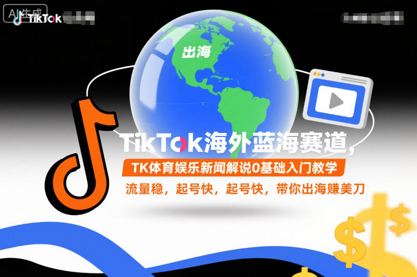 TikTok海外蓝海赛道，TK体育娱乐新闻解说0基础入门教学，流量稳，起号快，带你出海賺美刀 - 来及网络