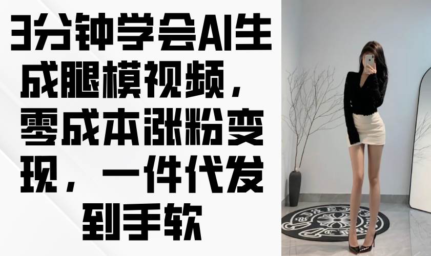 （14537期）3分钟学会AI生成腿模视频，零成本涨粉变现，一件代发到手软 - 来及网络