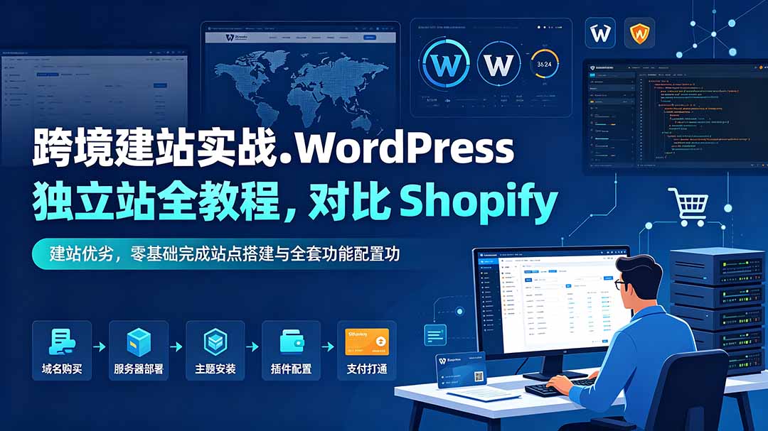 跨境建站实战：WordPress 独立站全教程，对比 Shopify 建站优劣，零基础完成站点搭建与全套功能配置 - 来及网络