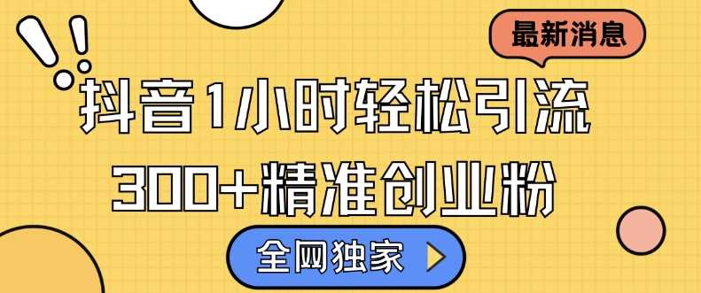 全网独家抖音引流，轻松日引300+精准创业粉【揭秘】 - 来及网络