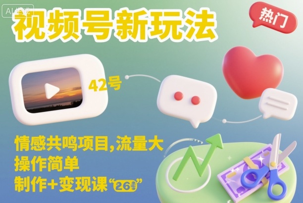 视频号新玩法，情感共鸣项目，流量大，操作简单，制作+变现课 - 来及网络
