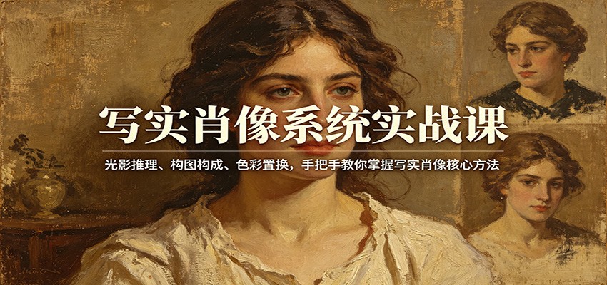 写实肖像系统实战课：光影推理、构图构成、色彩置换，手把手教你掌握写实肖像核心方法 - 来及网络