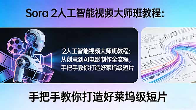 Sora 2人工智能视频大师班教程：从创意到AI电影制作全流程，手把手教你打造好莱坞级短片 - 来及网络