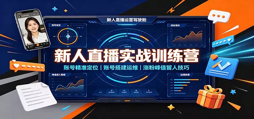 新人直播实战训练营：账号精准定位，账号搭建运维，涨粉峰值留人技巧 - 来及网络