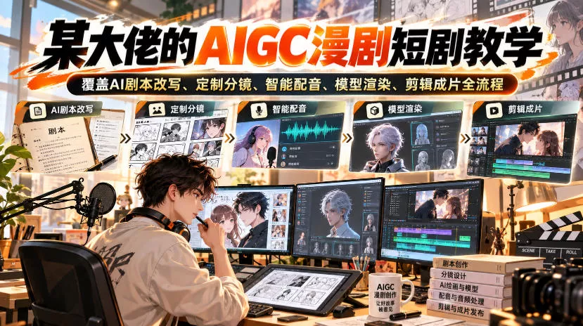 某大佬的AIGC漫剧短剧教学，覆盖AI剧本改写、定制分镜、智能配音、模型渲染、剪辑成片全流程 - 来及网络