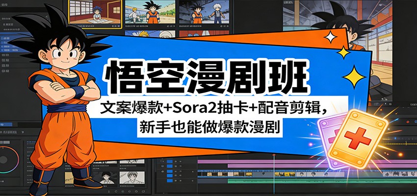 悟空漫剧班：文案爆款+Sora2抽卡+配音剪辑，新手也能做爆款漫剧 - 来及网络
