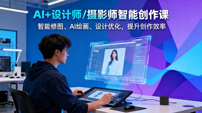 AI+设计师/摄影师智能创作课：智能修图、AI绘画、设计优化，提升创作效率 - 来及网络