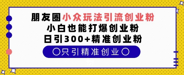 朋友圈小众玩法引流创业粉，小白也能打爆创业粉，日引300+精准创业粉【揭秘】 - 来及网络