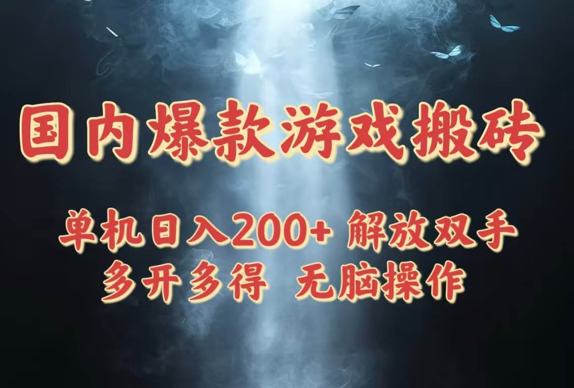 （14659期）国内爆款游戏搬砖，单机日入200+，长期稳定，多开多得，无脑操作 - 来及网络