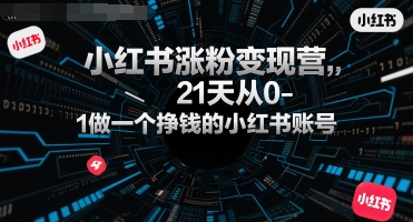 小红书涨粉变现营，21天从0-1做一个挣钱的小红书账号 - 来及网络