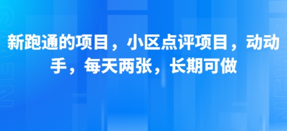 新跑通的项目，小区点评项目，动动手，每天两张，长期可做 - 来及网络