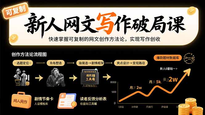 新人网文写作破局课：快速掌握可复制的网文创作方法论，实现写作创收 - 来及网络