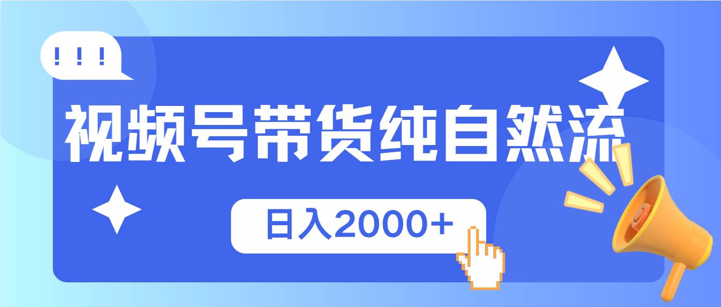 （13998期）视频号带货，纯自然流，起号简单，爆率高轻松日入2000+ - 来及网络