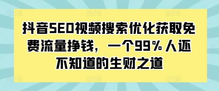 抖音SEO视频搜索优化获取免费流量挣钱，一个99%人还不知道的生财之道 - 来及网络