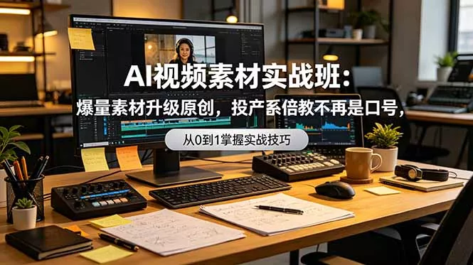 AI视频素材实战班：爆量素材升级原创，投产翻倍不再是口号，0-1系统教学实战落地 - 来及网络