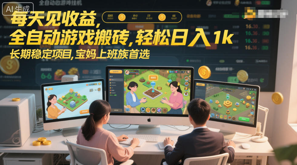 每天见收益，全自动游戏搬砖，轻松日入1k，长期稳定项目，宝妈上班族首选【揭秘】 - 来及网络