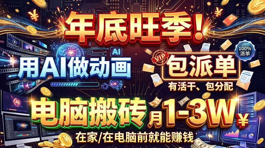AI代做动画，旺季捡钱！一单500-1000+，提供做单渠道，新手可做！ - 来及网络