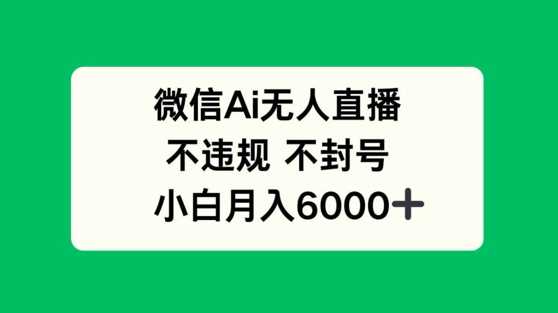 （14733期）微信AI无人直播，不违规 不封号 ，小白月入6000+ - 来及网络