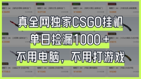 真全网独家CSGO挂G，单日捡漏1k+【揭秘】 - 来及网络
