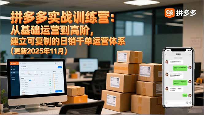 拼多多实战训练营：从基础运营到高阶，建立可复制的日销千单运营体系(更新11月 - 来及网络