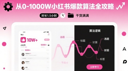 从0-1000W小红书爆款算法全攻略，时长1.5小时，干货满满 - 来及网络