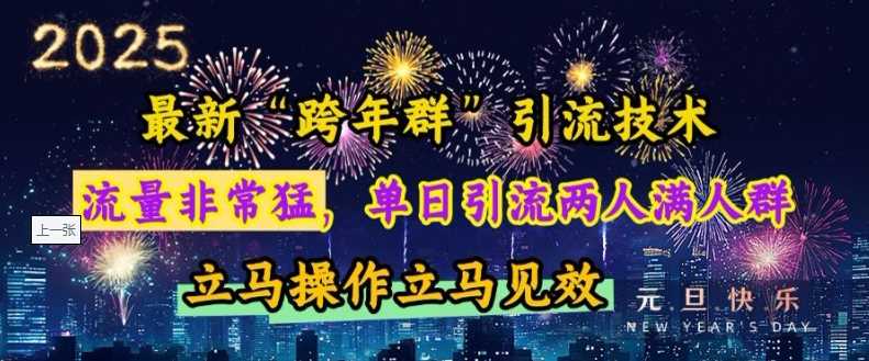 最新“跨年群”引流，流量非常猛，单日引流两人满人群，立马操作立马见效【揭秘】 - 来及网络