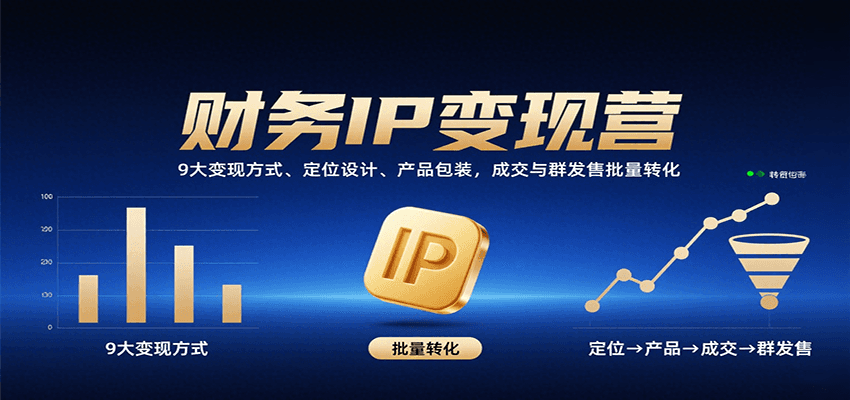 财务IP变现营：9大变现方式、定位设计、产品包装，成交与群发售批量转化 - 来及网络