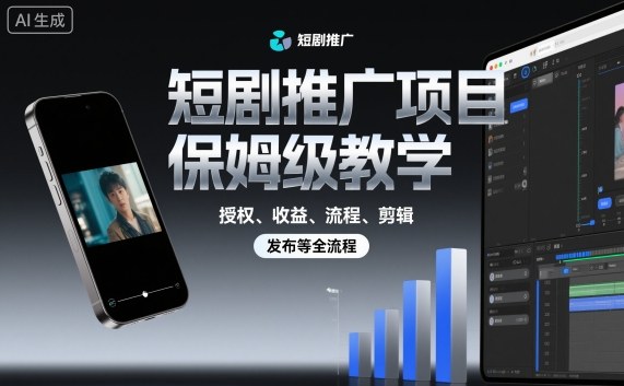 短剧推广项目保姆级教学，授权、收益、流程、剪辑，发布等全流程 - 来及网络