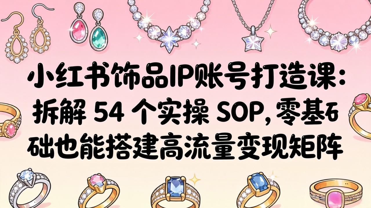 小红书饰品IP账号打造课：拆解 54 个实操 SOP，零基础也能搭建高流量变现矩阵 - 来及网络