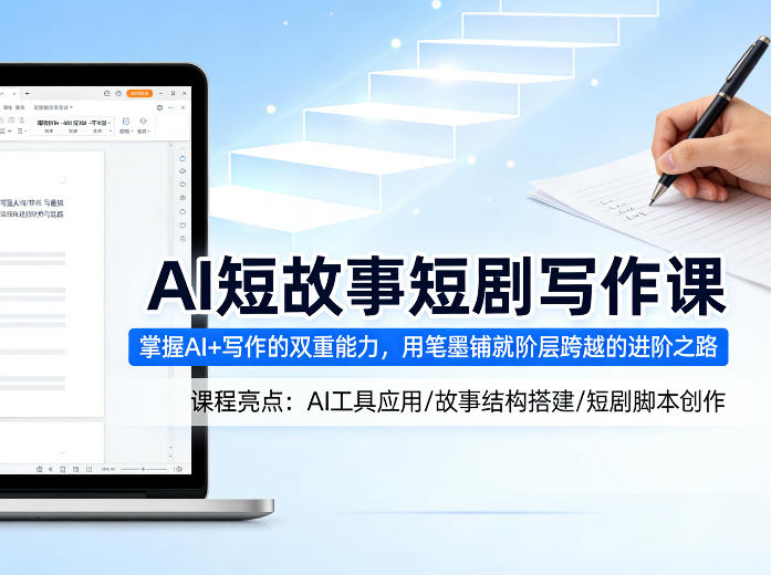 AI短故事短剧写作课，掌握AI+写作的双重能力，用笔墨铺就阶层跨越的进阶之路 - 来及网络