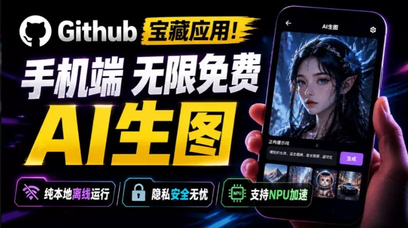 Github宝藏应用！手机端无限免费AI生图，纯本地离线运行，支持NPU加速斩获3.1k stars，local-dream - 来及网络
