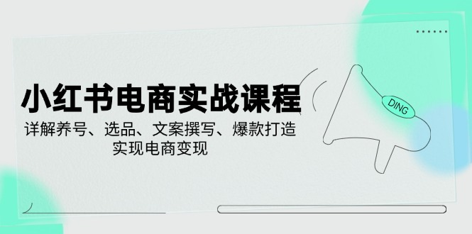 （14549期）小红书电商实战课程，详解养号、选品、文案撰写、爆款打造，实现电商变现 - 来及网络
