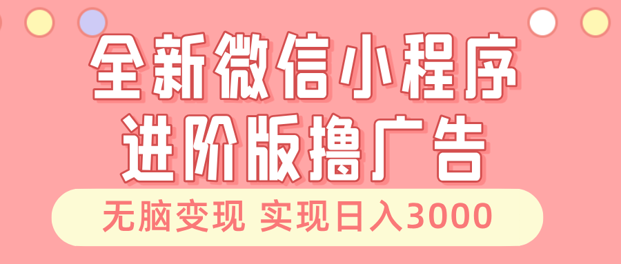 （13197期）全新微信小程序进阶版撸广告 无脑变现睡后也有收入 日入3000＋ - 来及网络