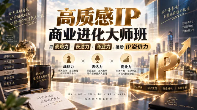 高质感IP商业进化大师班，用战略力+表达力+商业力，撬动IP溢价力 - 来及网络