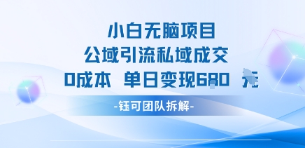 小白无脑项目公域引流私域成交0成本单日变现680米 - 来及网络