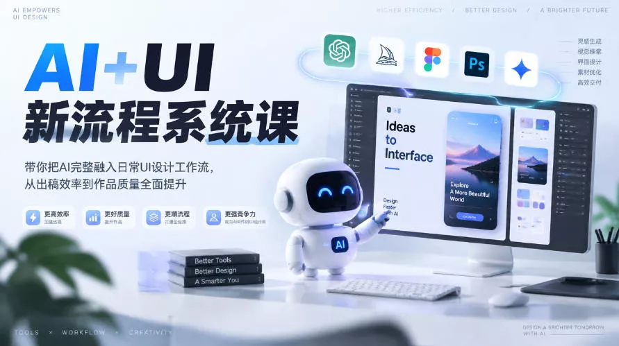 【无水印】AI+UI新流程系统课，带你把AI完整融入日常UI设计工作流，从出稿效率到作品质量全面提升(2026第4期) - 来及网络