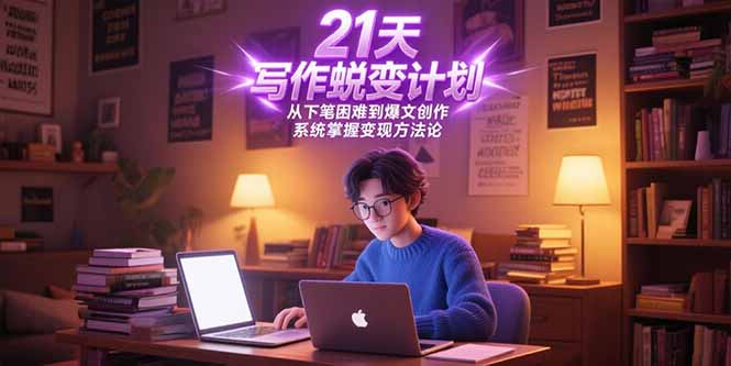 21天写作蜕变计划，从下笔困难到爆文创作，系统掌握变现方法论 - 来及网络