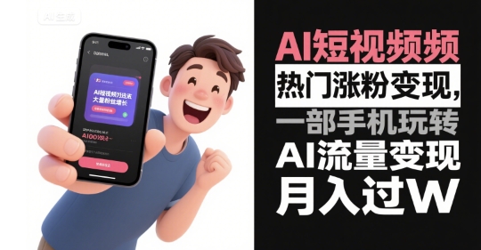 AI短视频热门涨粉变现，一部手机玩转AI流量变现，月入过W - 来及网络